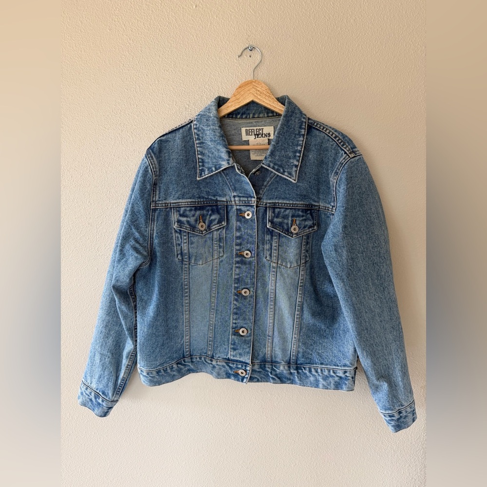 Vintage Reflect Jeans Women's Blue Medium Wash 100% Cotton Denim Jacket XL